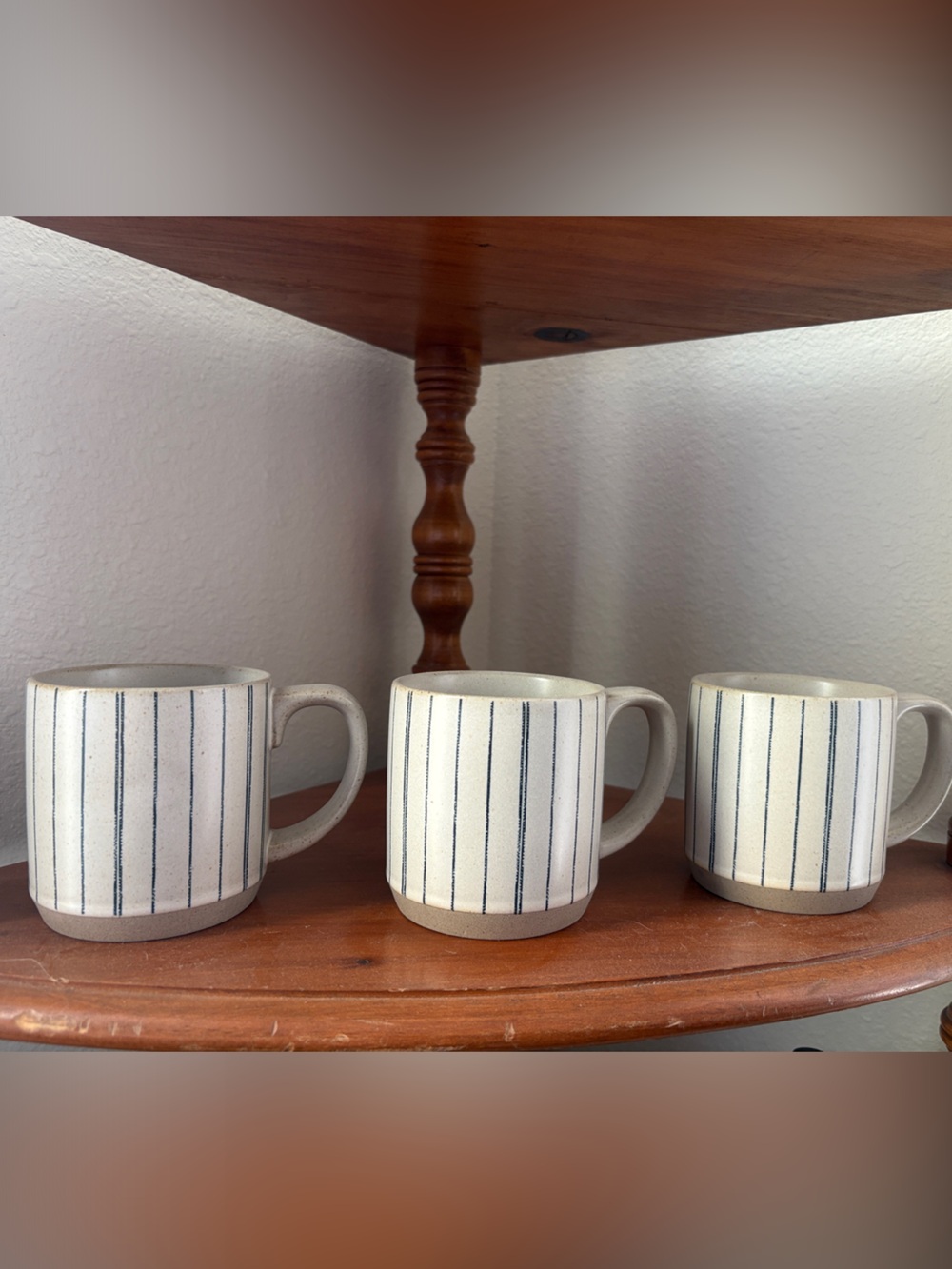 Hearth & Hand Cream Mugs with Navy Pinstripe - Set of 3
